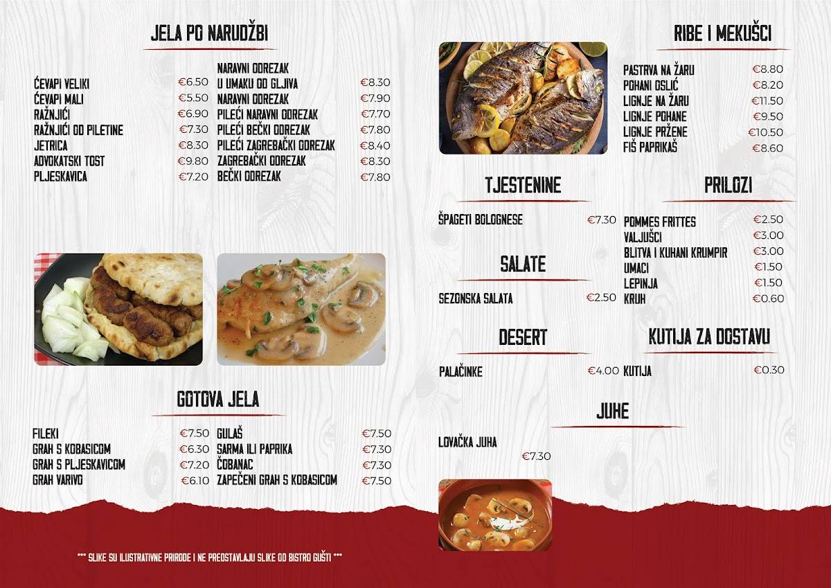 Menu di Bistro Gušti 