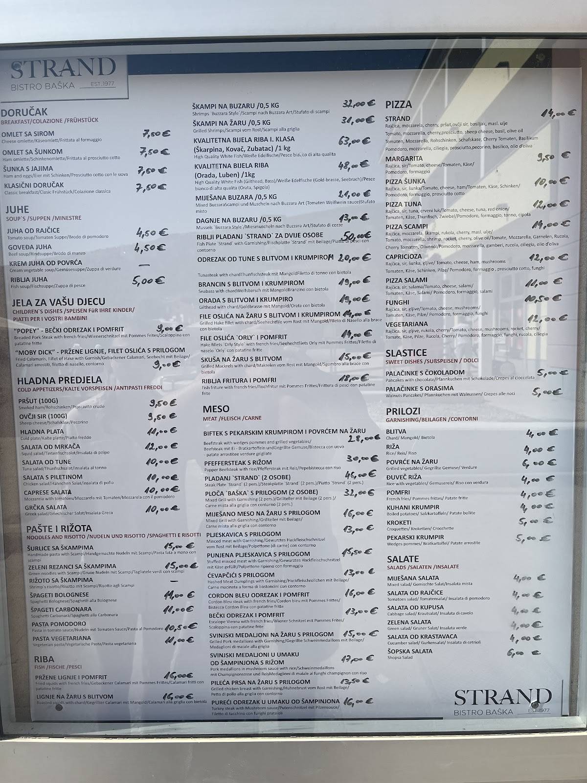 Menu di Bistro Strand 