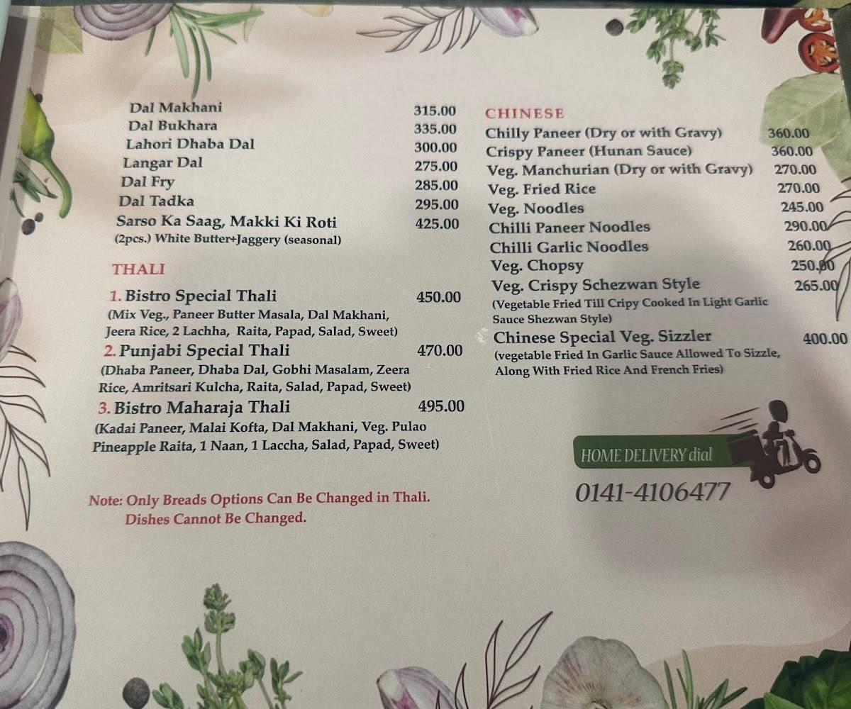 Bistro menu