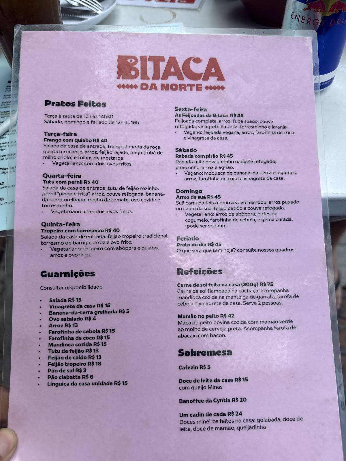 Bitaca da Norte cardápio