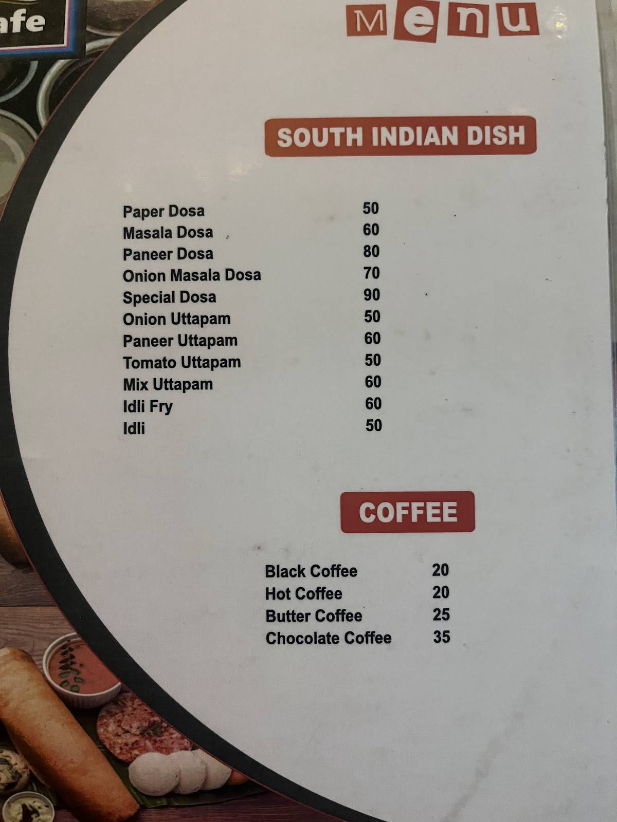 Black Lounge and Cafe menu