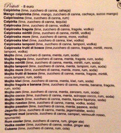 Menu di Bar Black Market 