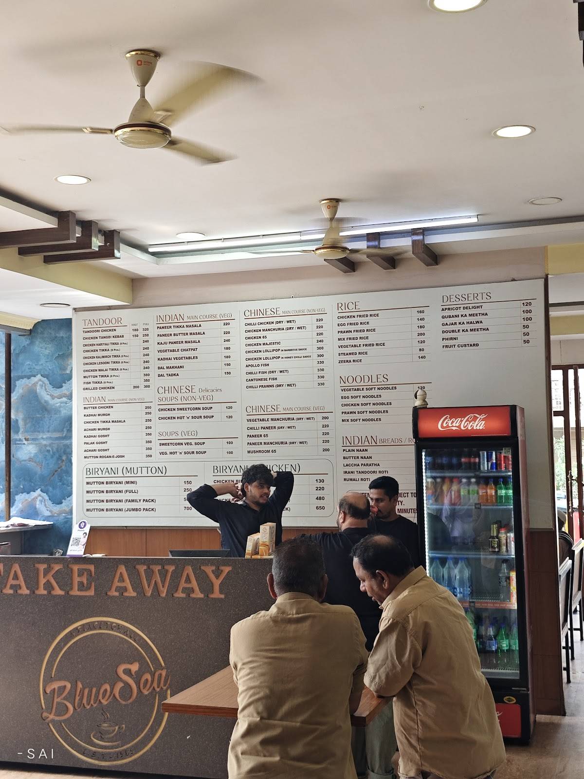 Blue Sea Restaurant menu