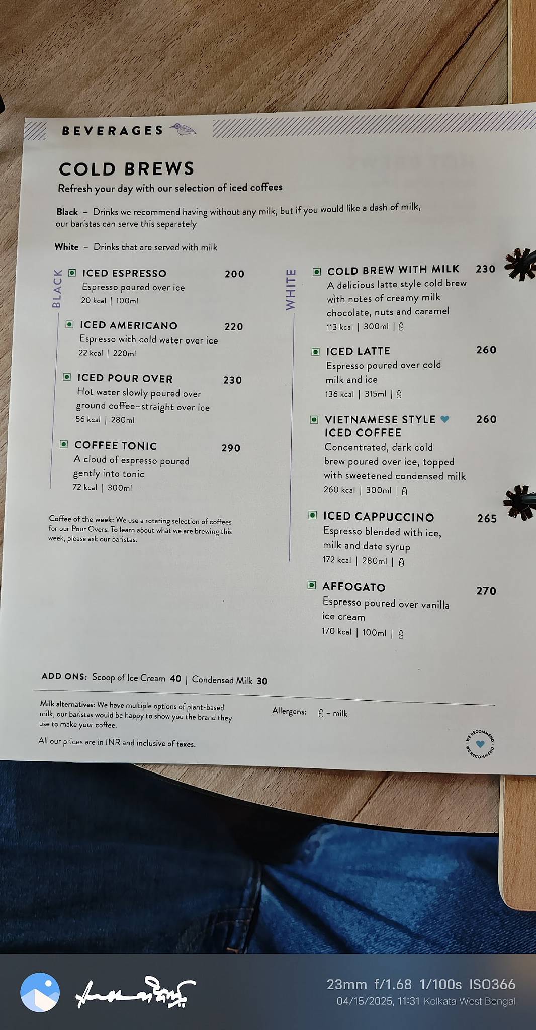 Blue Tokai Coffee Roasters Bidhannagar menu