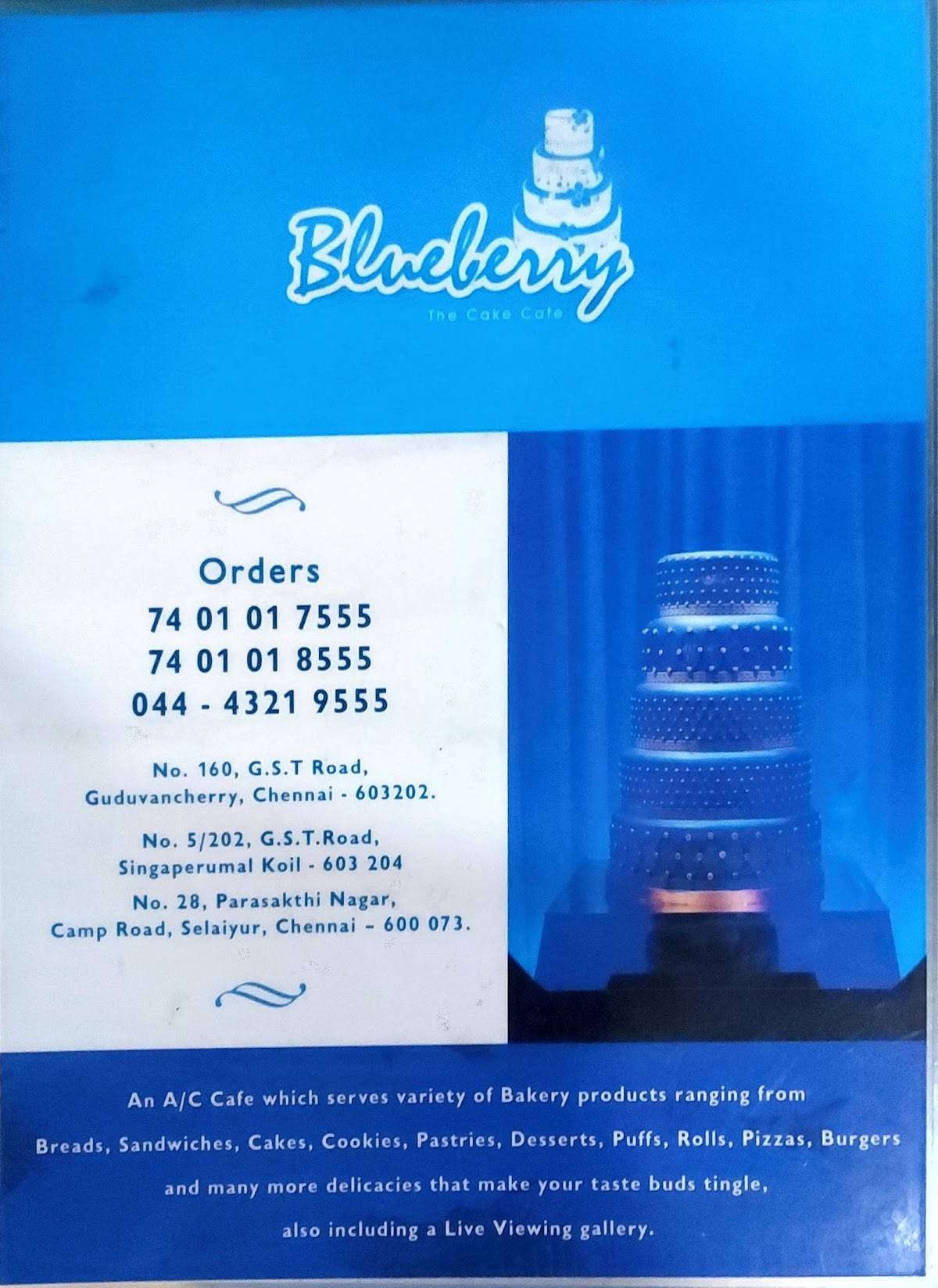Blueberry - The Cake Cafe menu