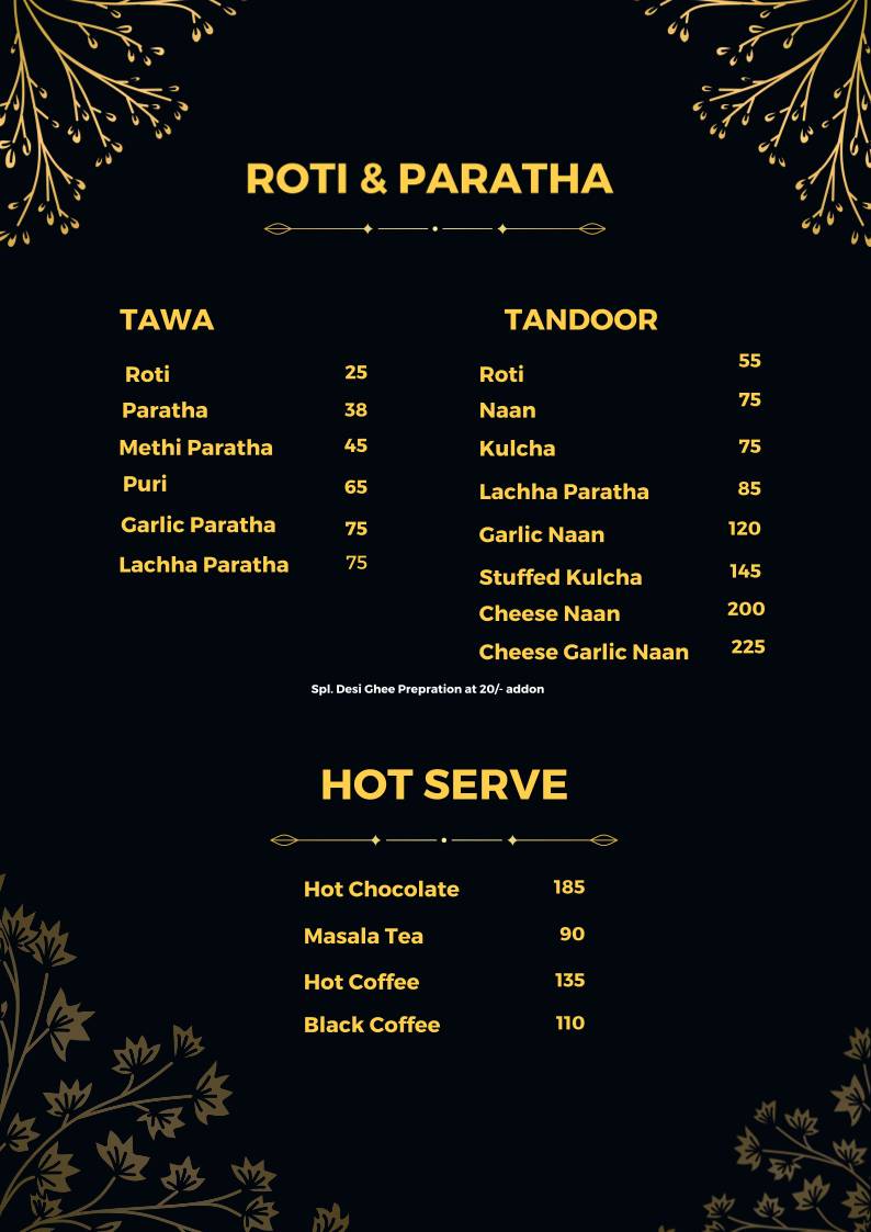 Bluez Restaurant - Candlelight Dinner & Terrace Cafe menu