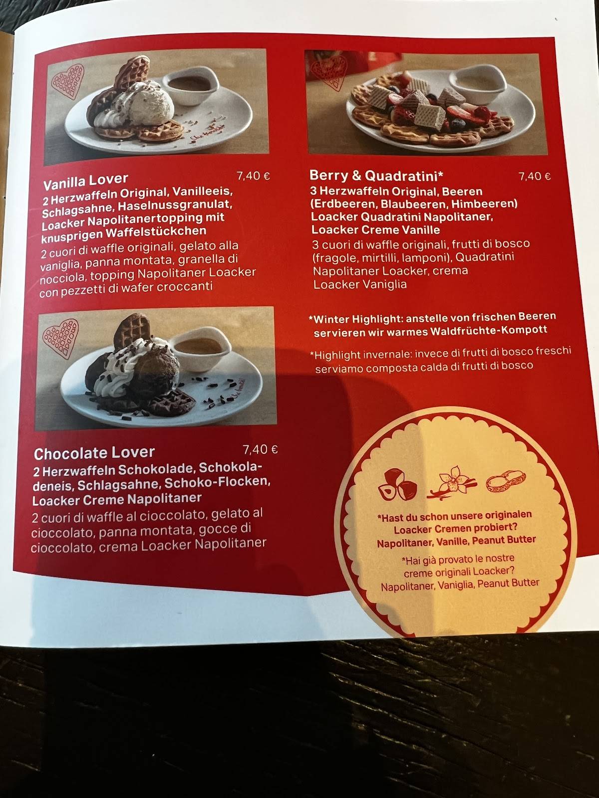 Menu di Loacker Café Bozen Waltherplatz 