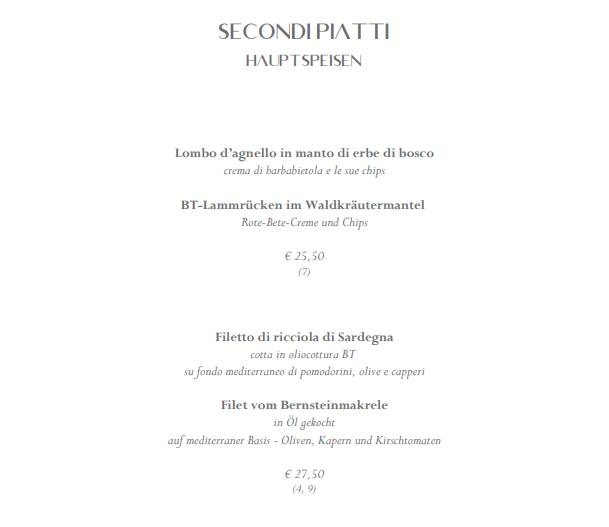 Menu di Lè Fantasy - La tradizione dell'arte 