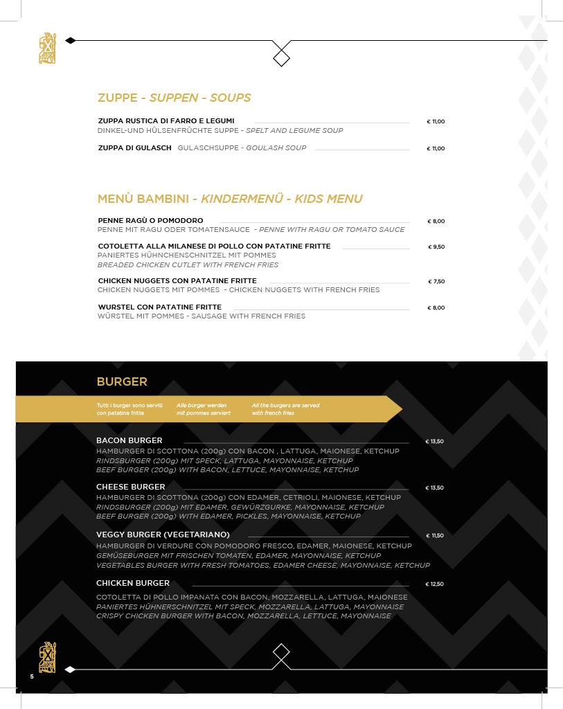 Menu di Roemerkeller Bolzano 