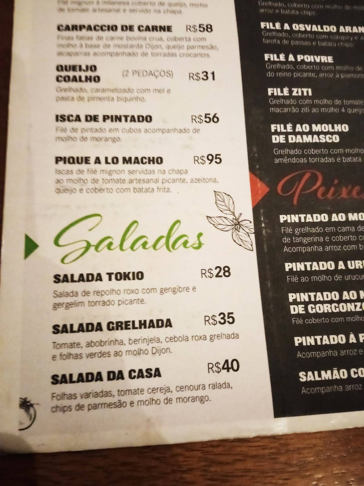 Bom Filé cardápio