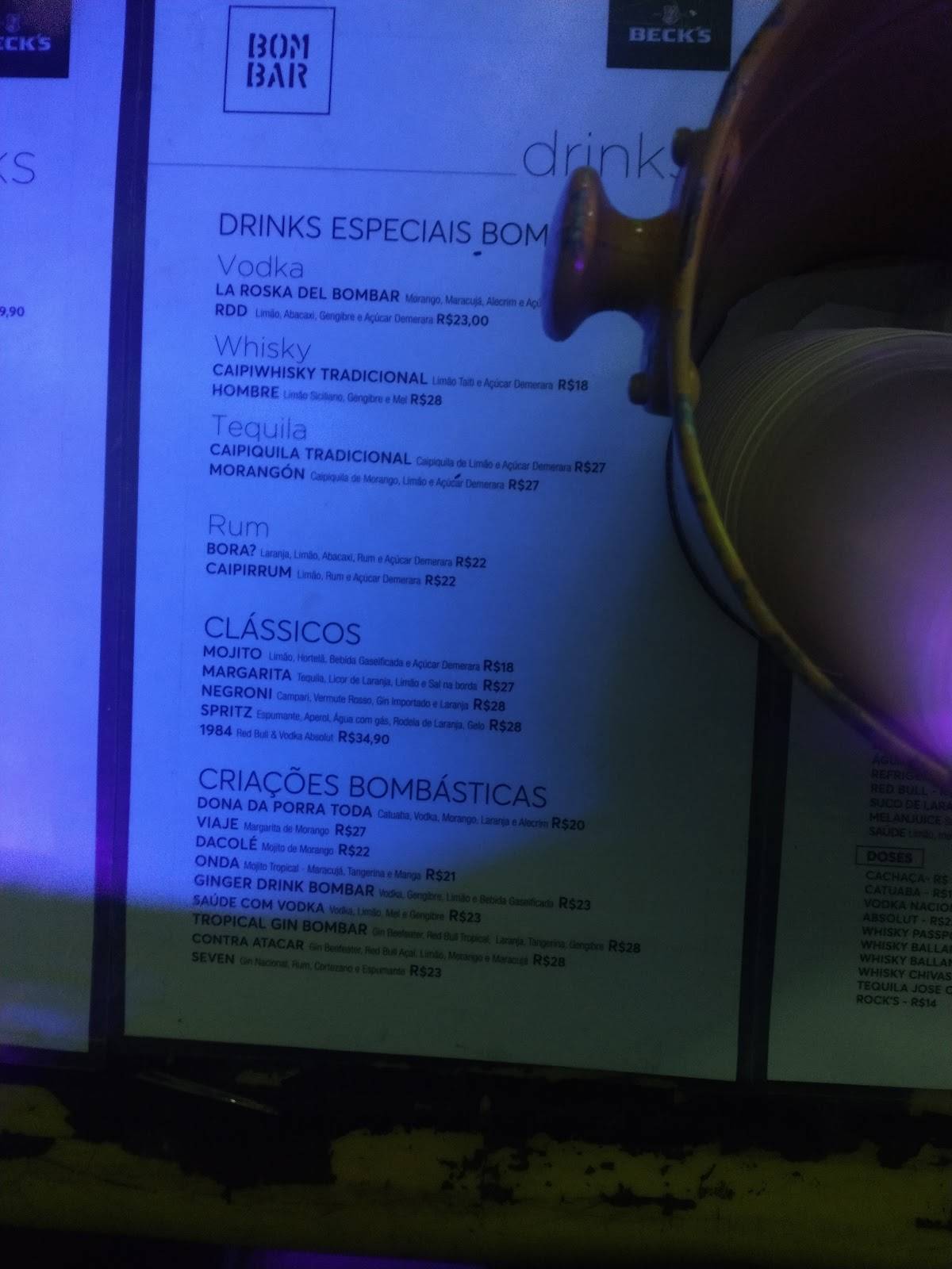 BomBar Rv cardápio