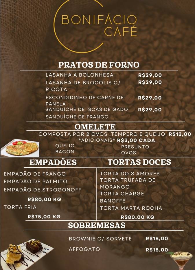 Bonifácio Café cardápio