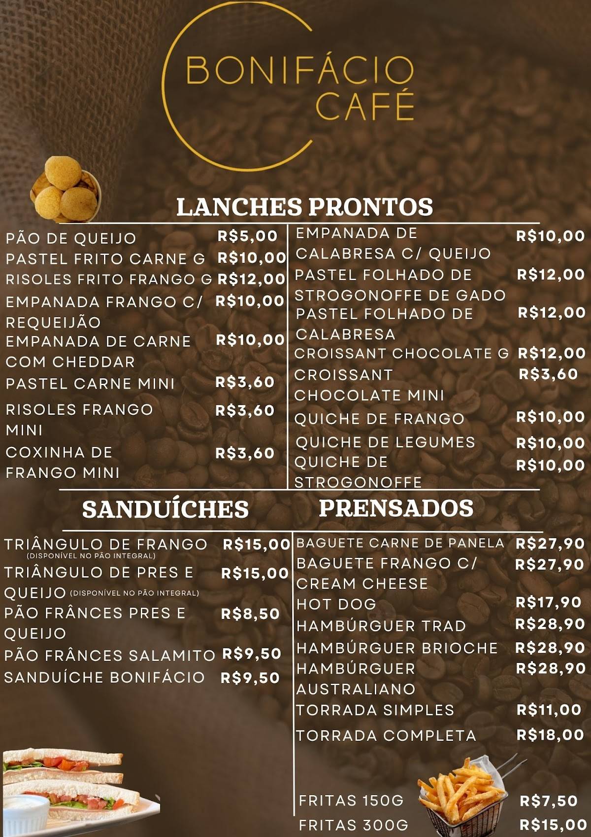 Bonifácio Café cardápio