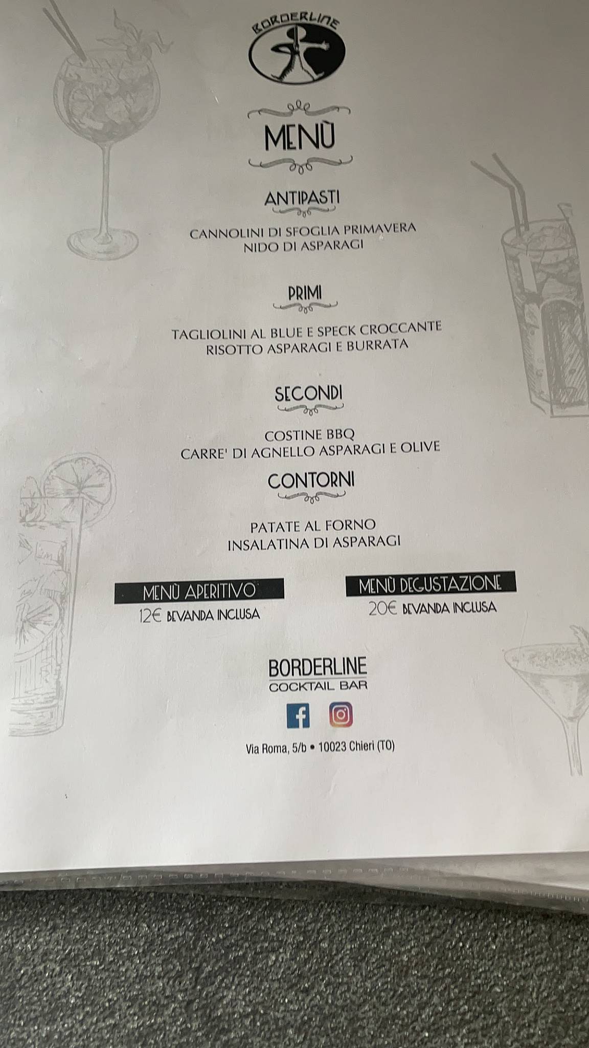 Menu di Borderline Cocktail Bar 