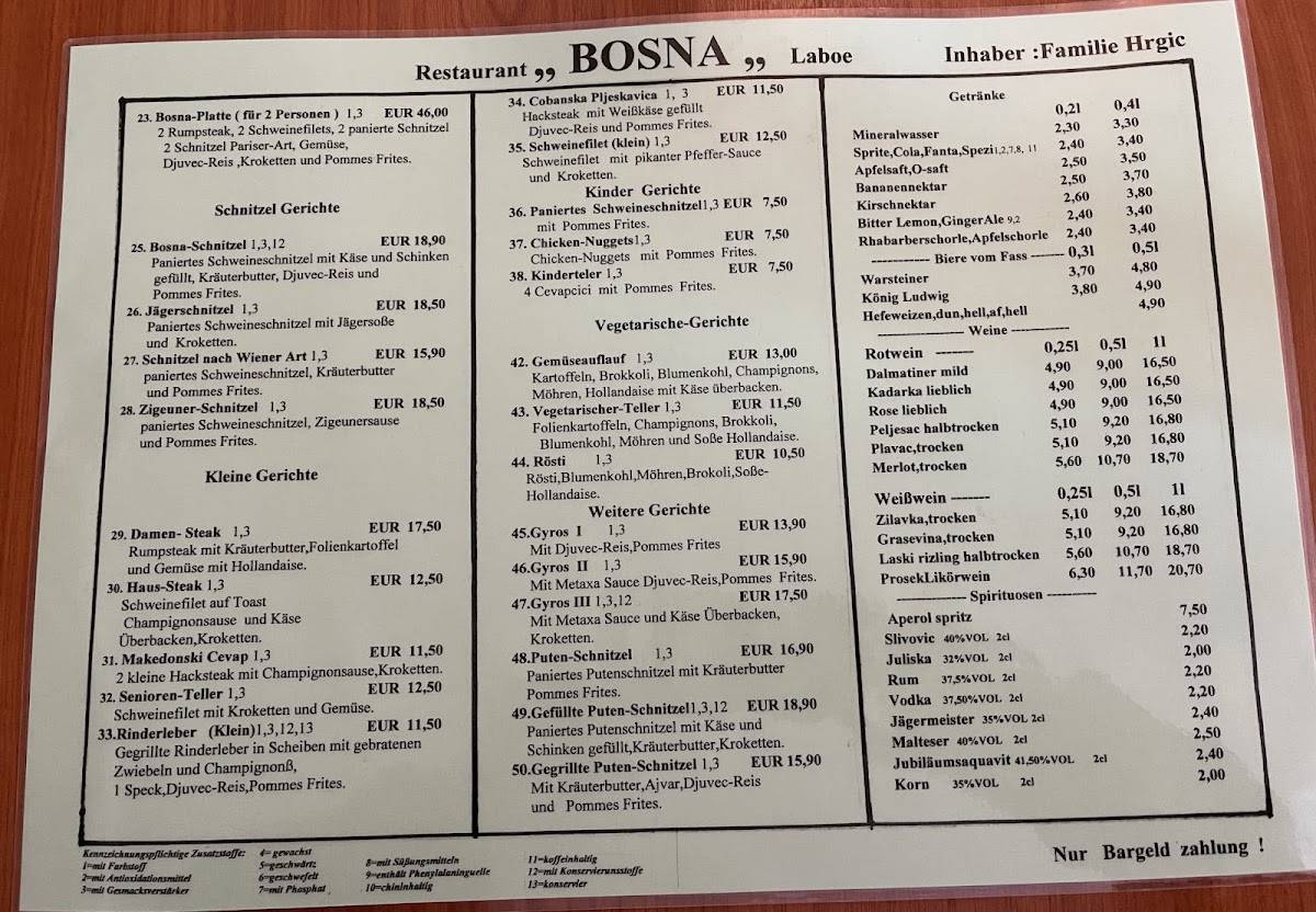 Menu de Bosna