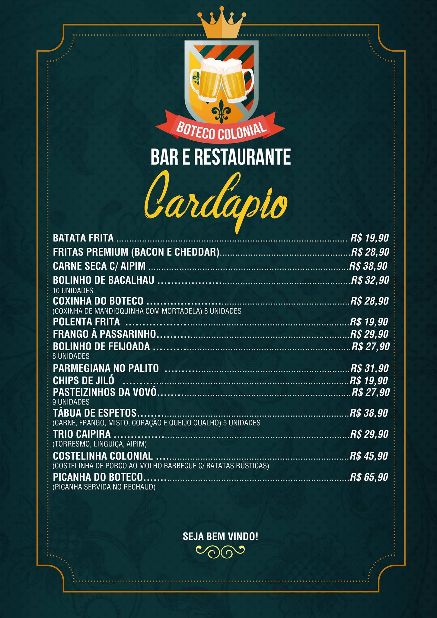 Boteco Colonial Paraty RJ cardápio