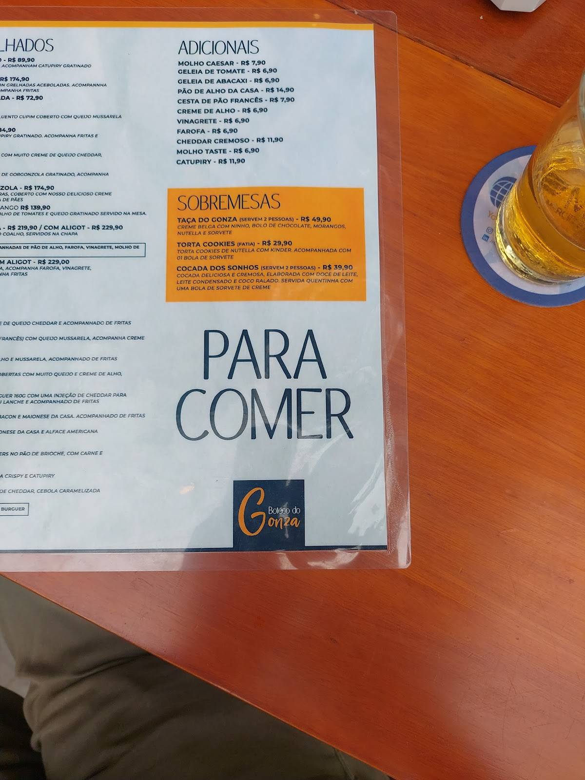 Boteco do Gonza cardápio