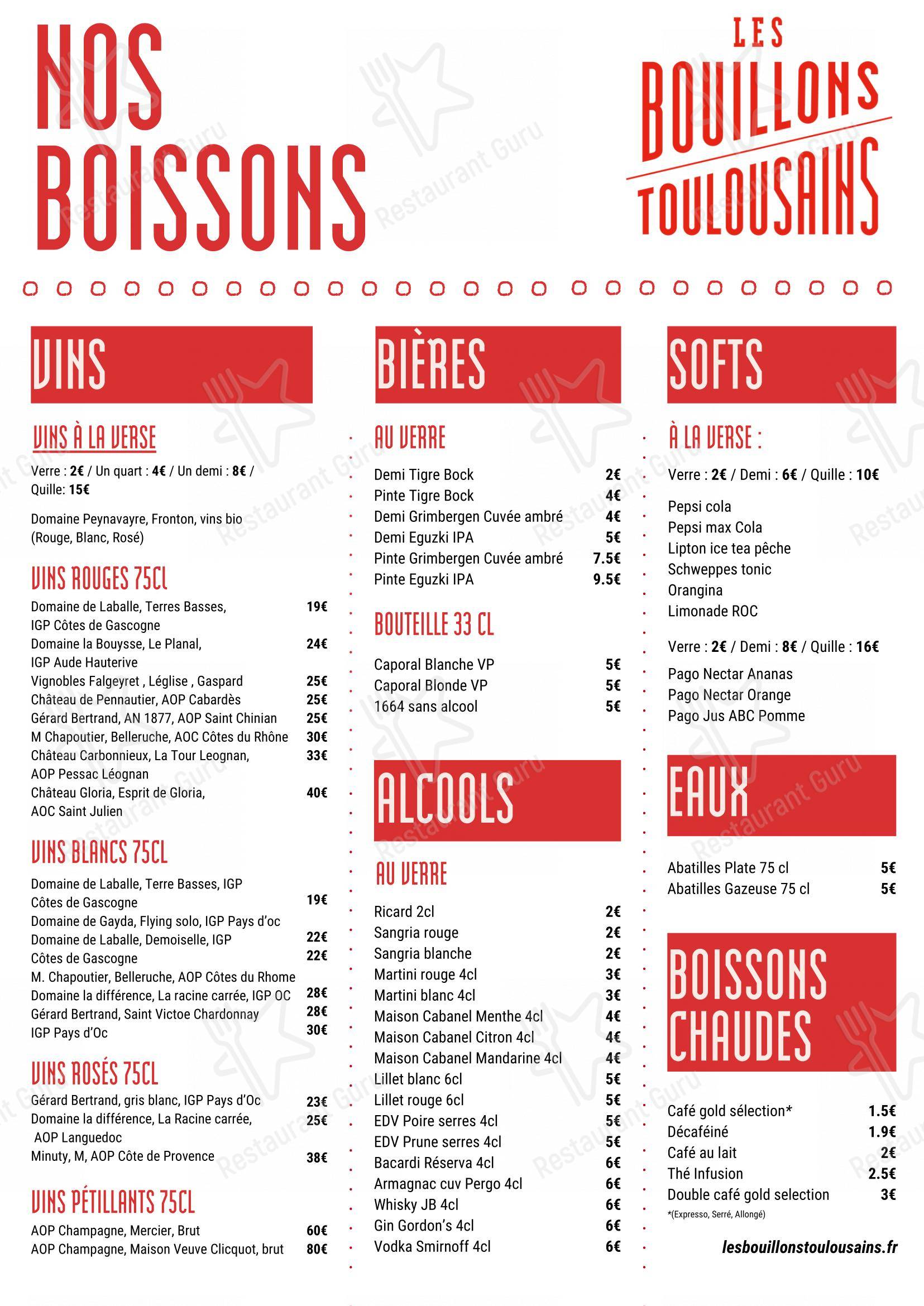菜单 pour Bouillon Toulousain Labège dans Labège