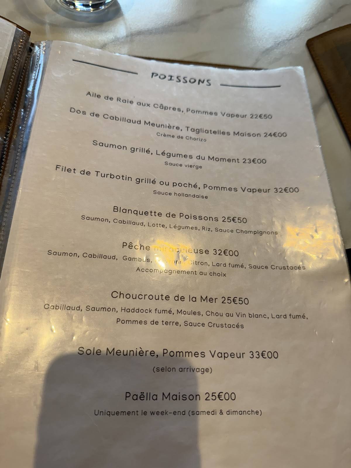 Menu de Chez Jules