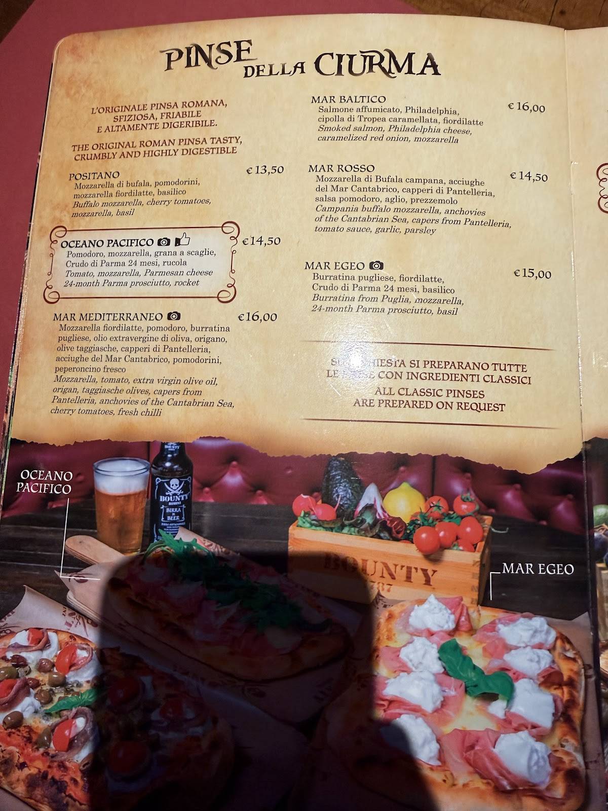 Menu di Bounty Rimini 