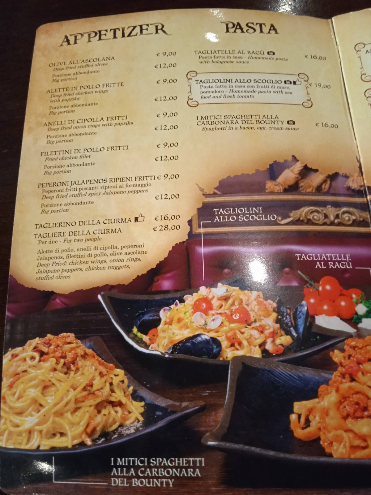 Menu di Bounty Rimini 