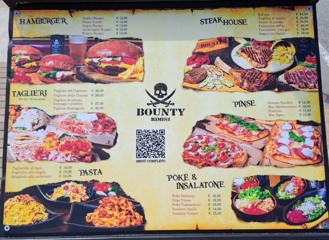 Menu di Bounty Rimini 