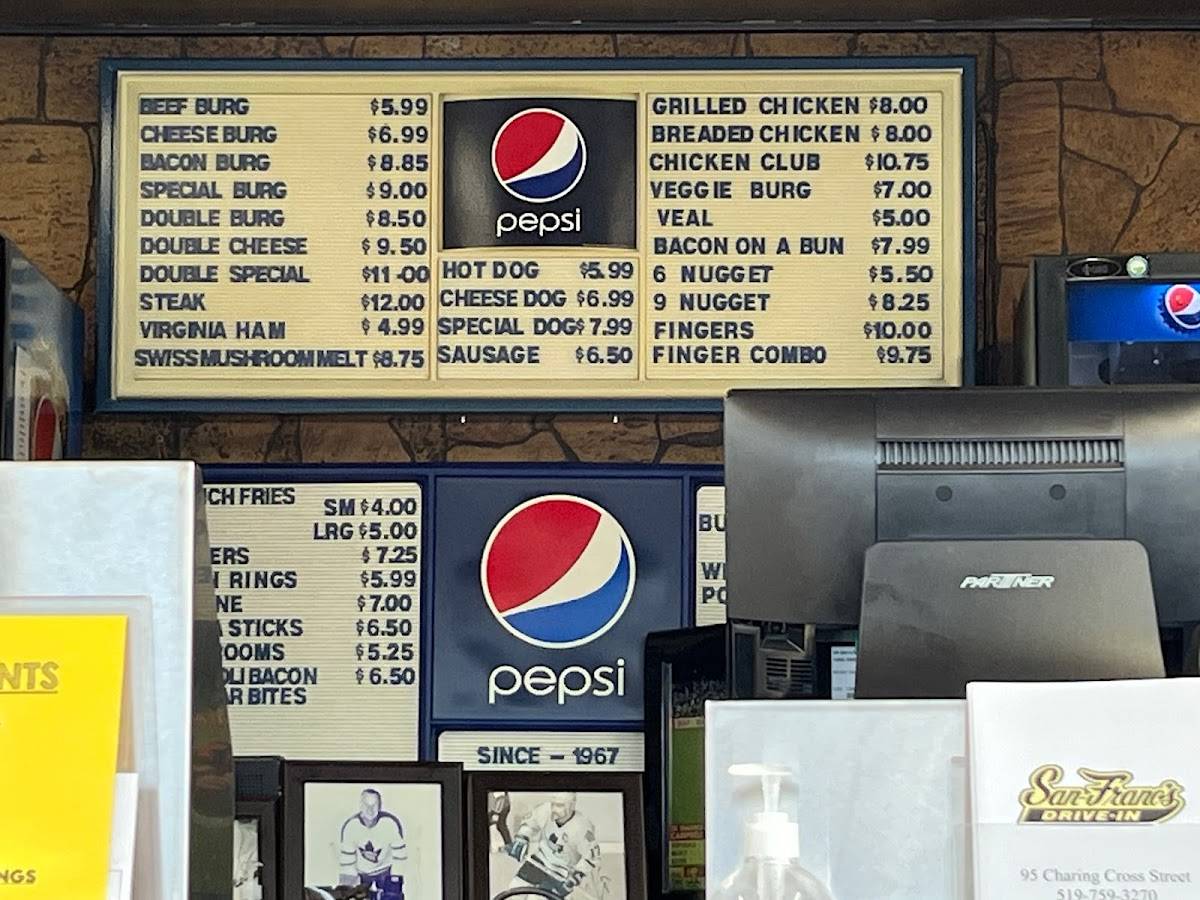 Menu at San Franos Carry Out Ltd fast food, Brantford