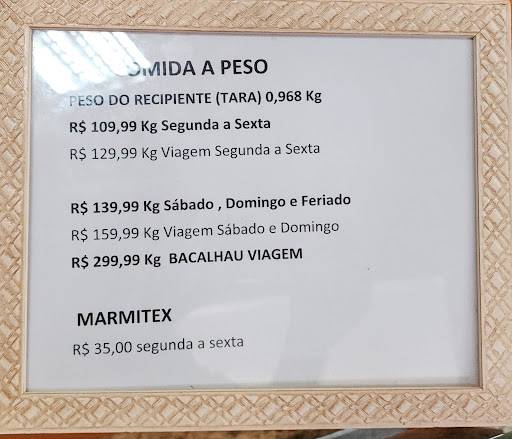 Braseiro do Massa cardápio