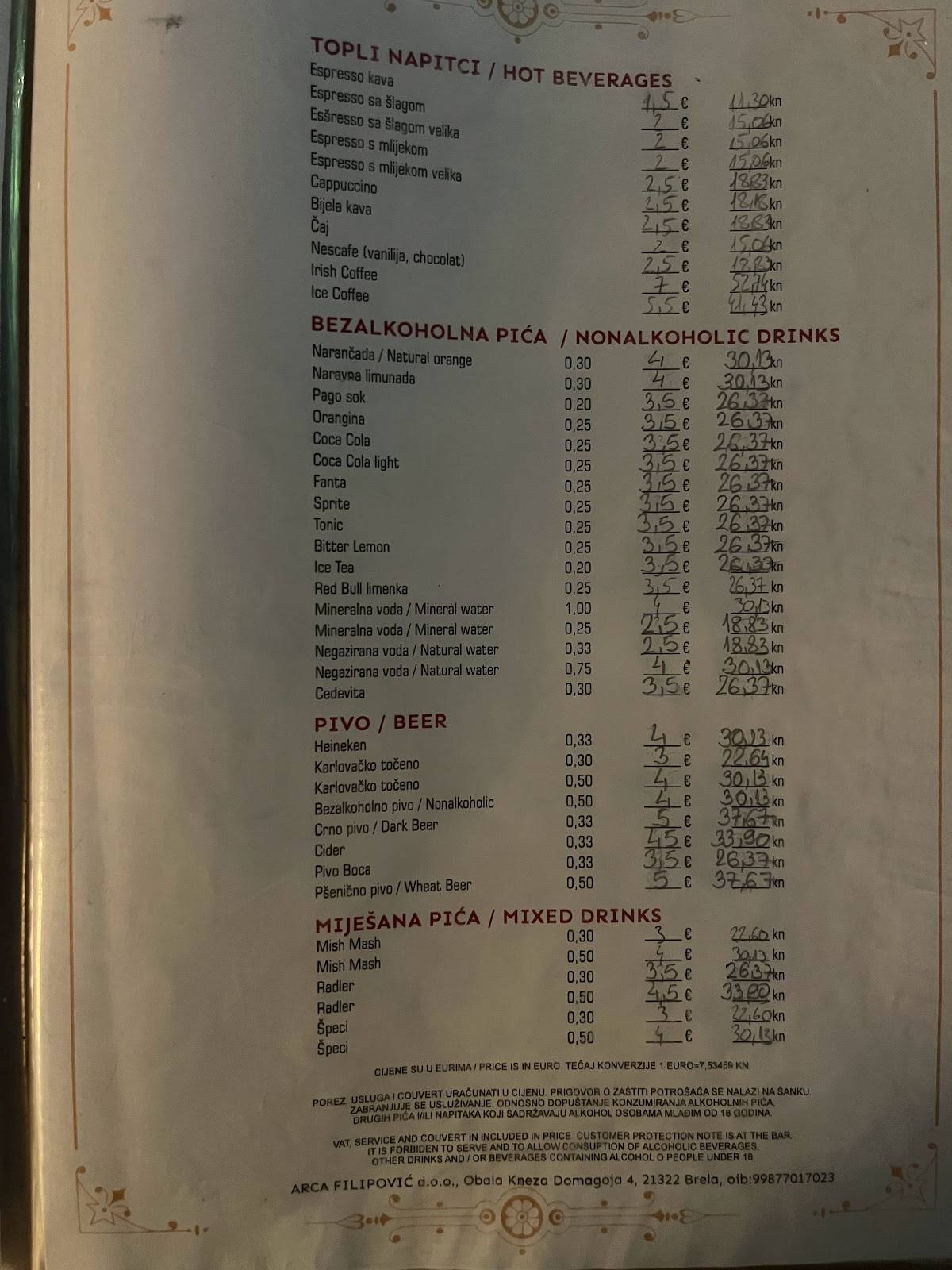 Menu de ARCA