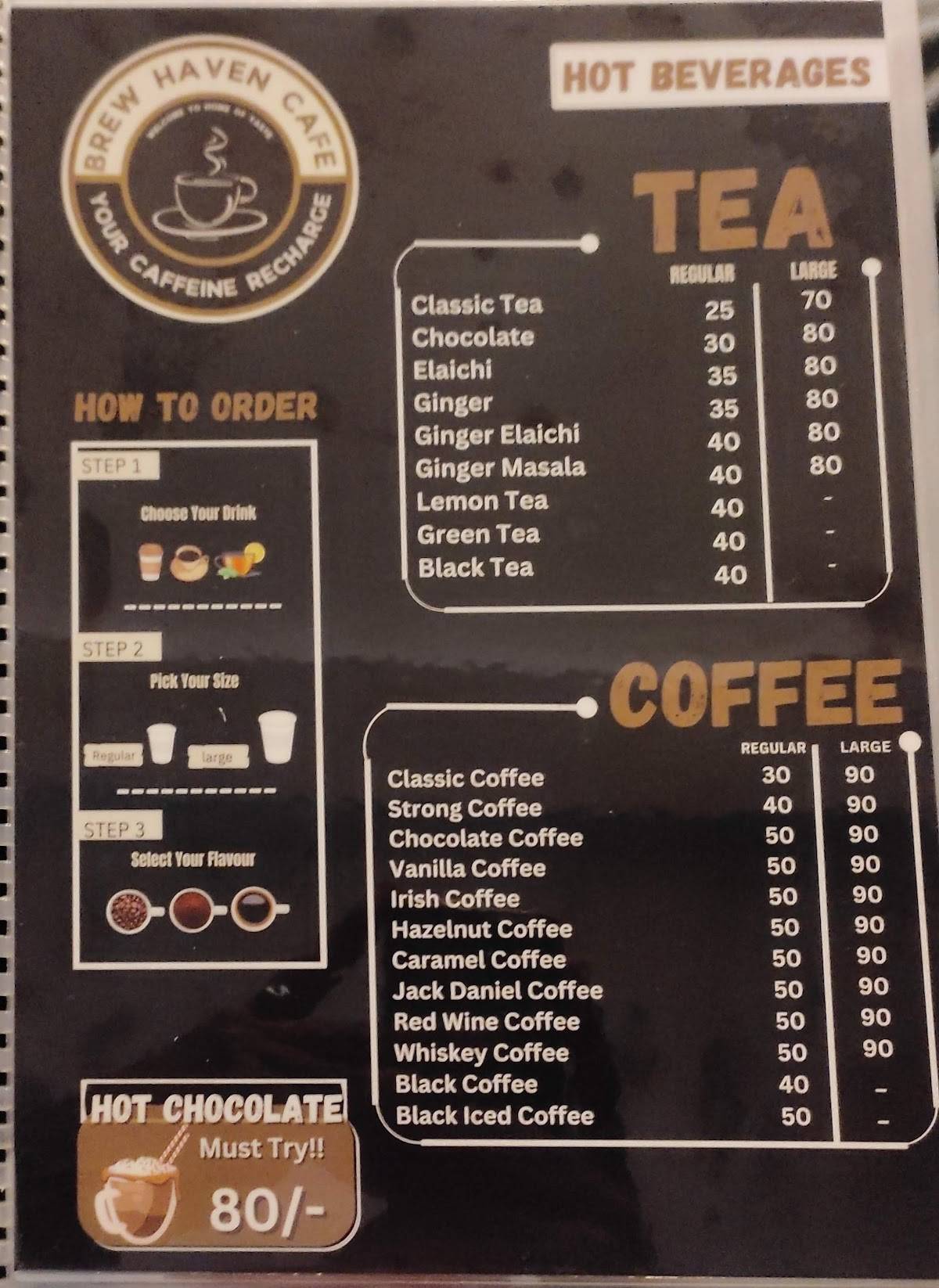 Brew Haven Cafe menu