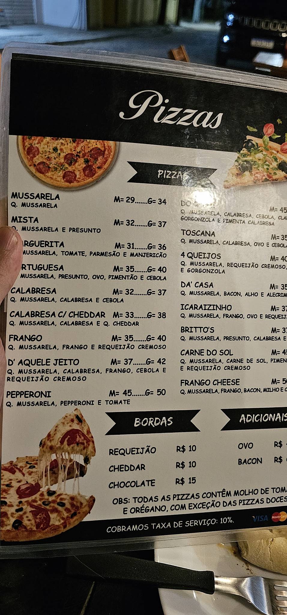 Brittos pizzaria cardápio