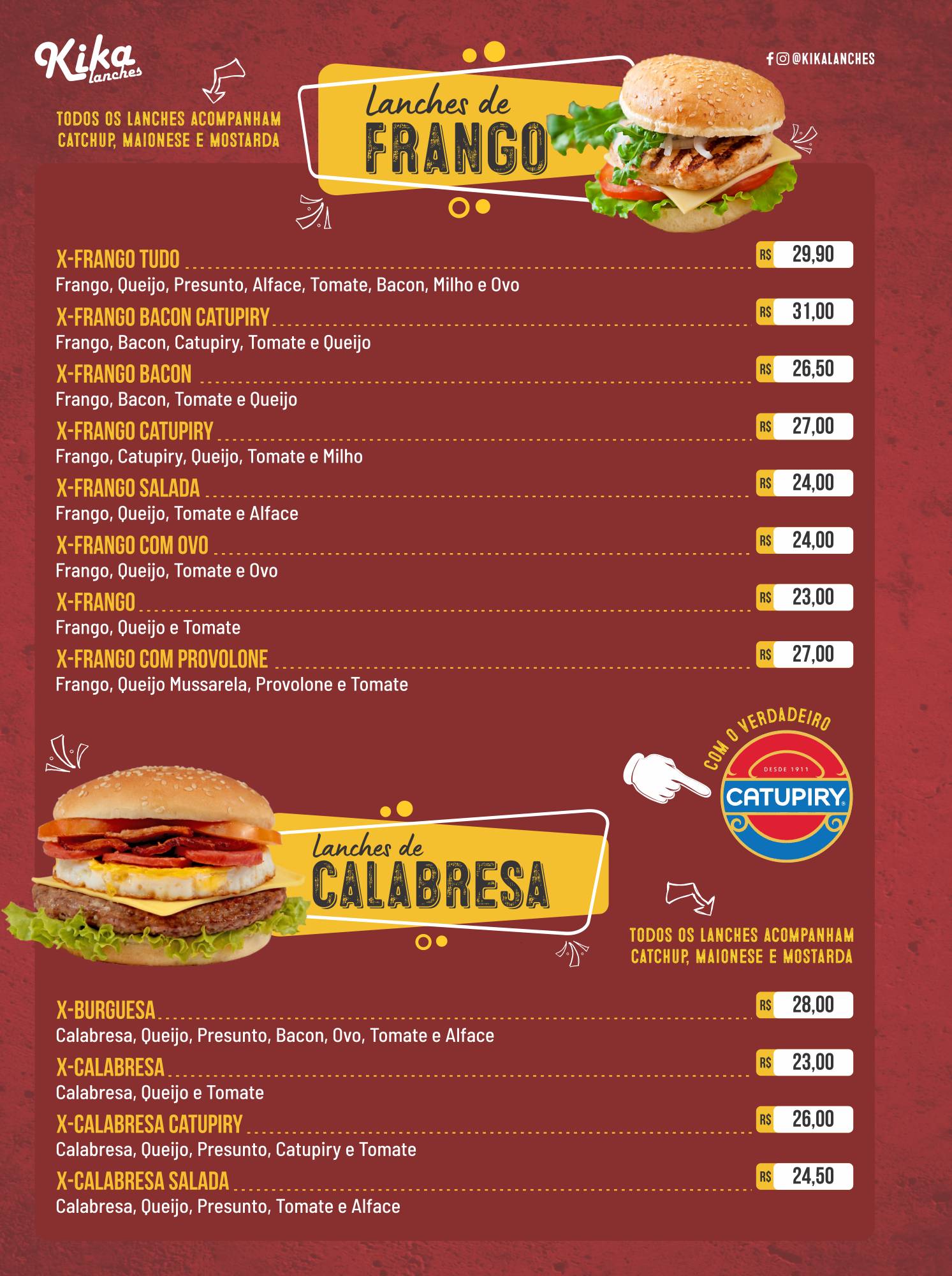 Kika Lanches cardápio