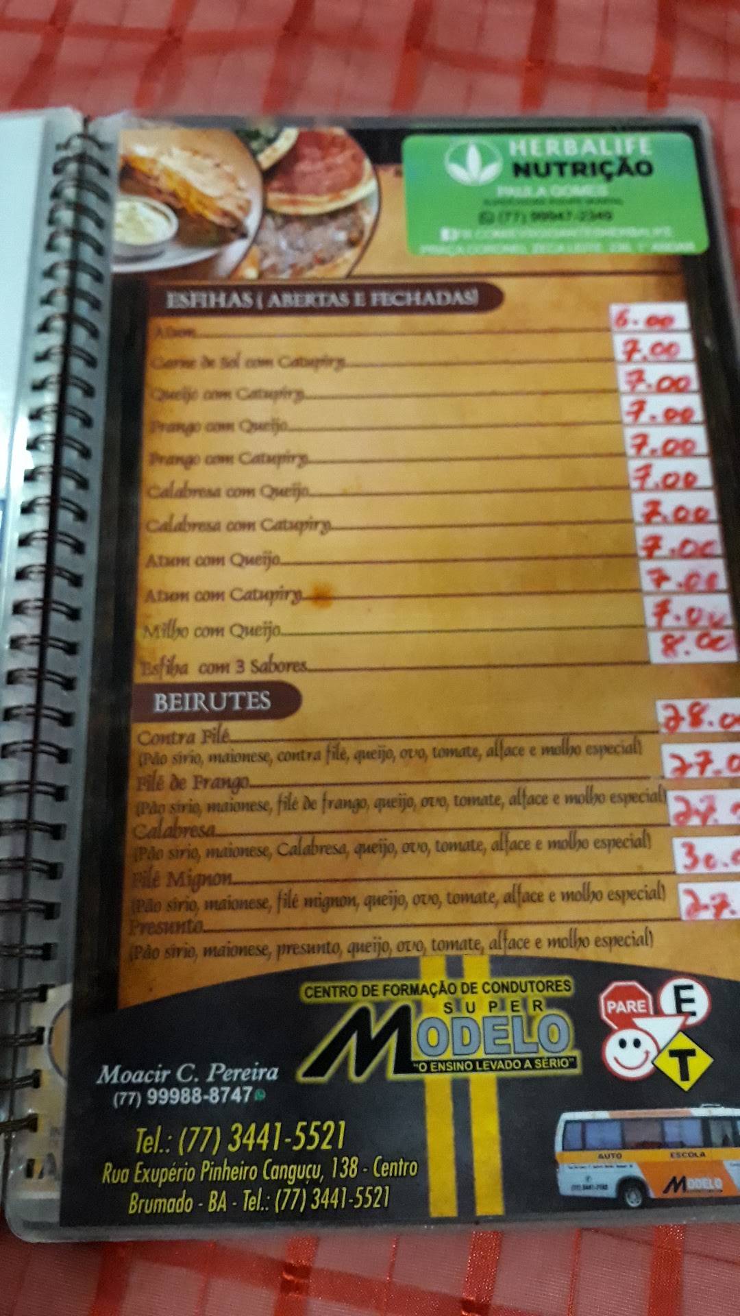 Restaurante e Churrascaria Boca Nervosa cardápio