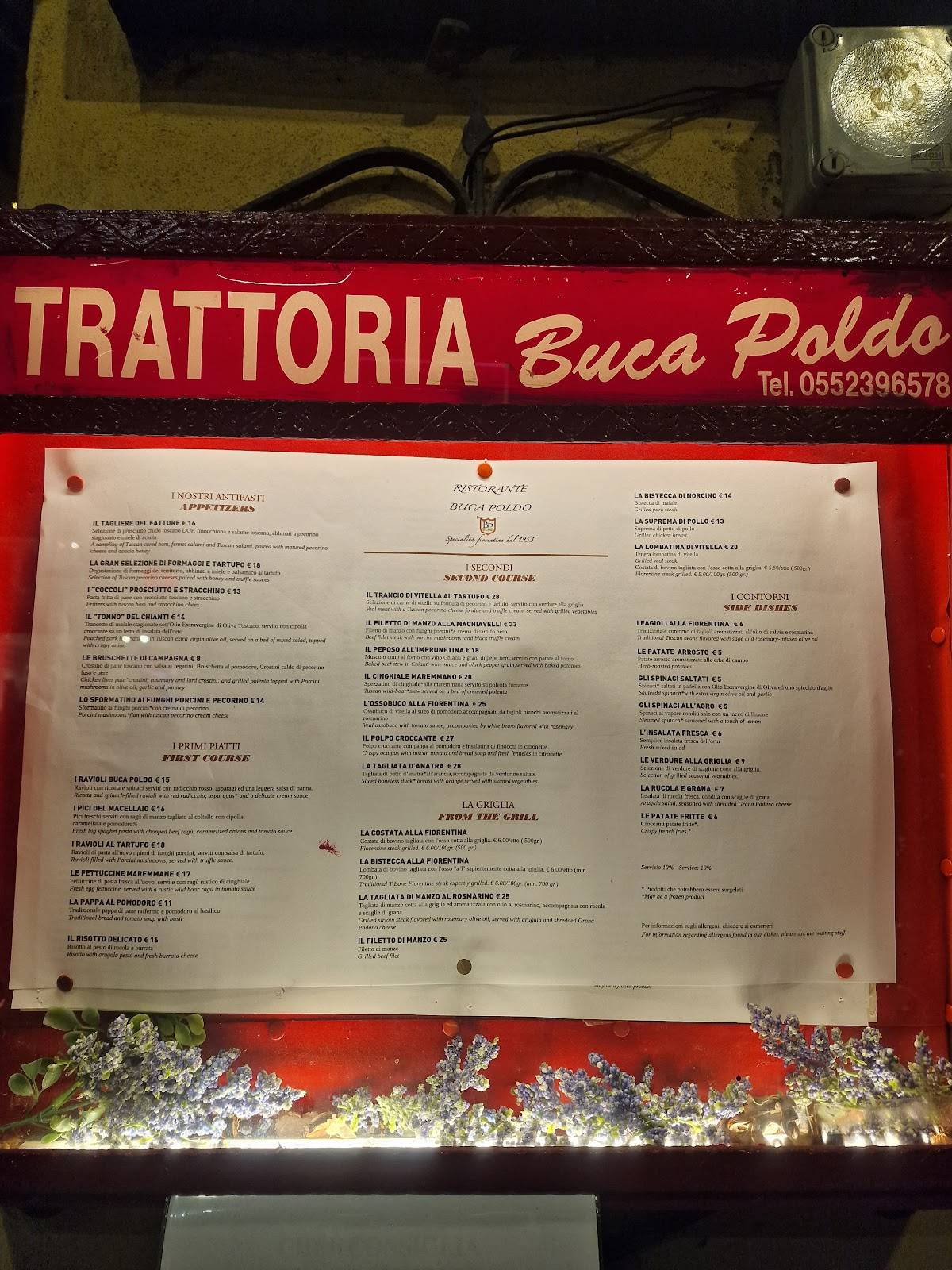 Menu di Buca Poldo 