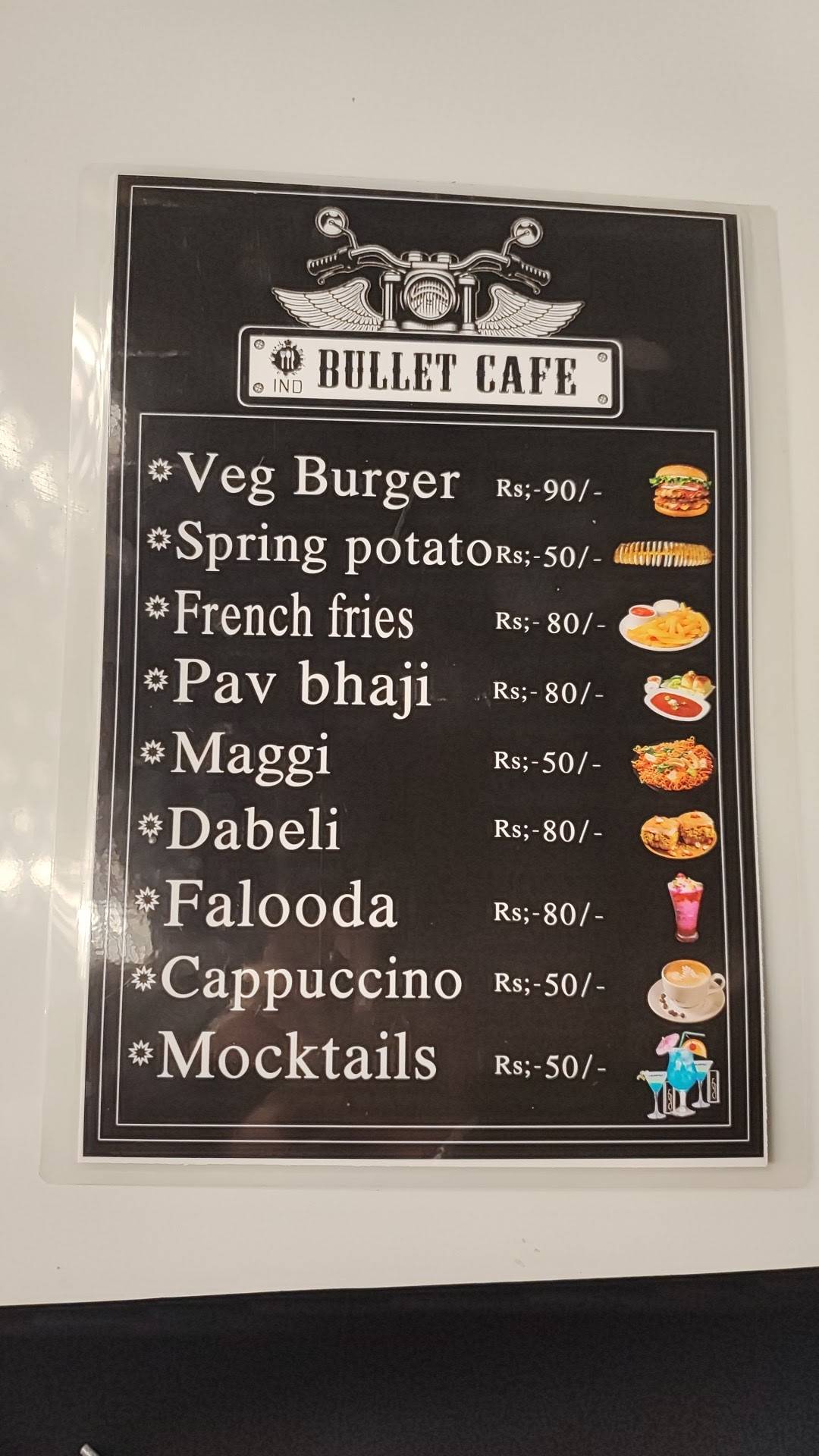 Bullet cafe menu