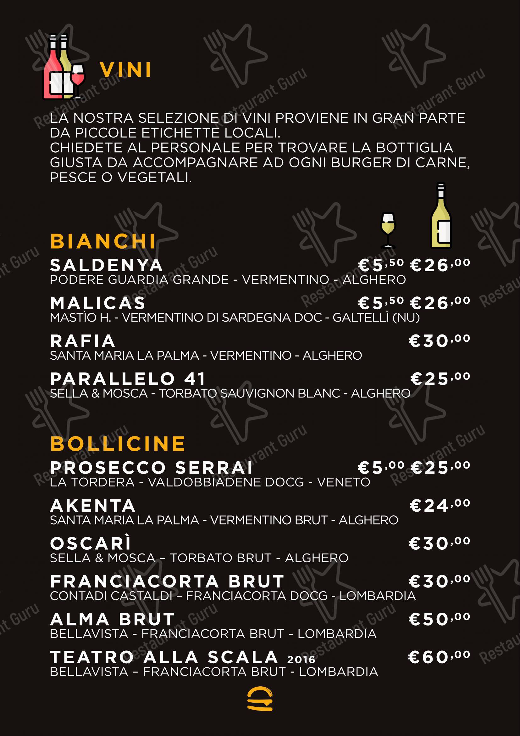Buns Homemade Burger in Alghero - Menu