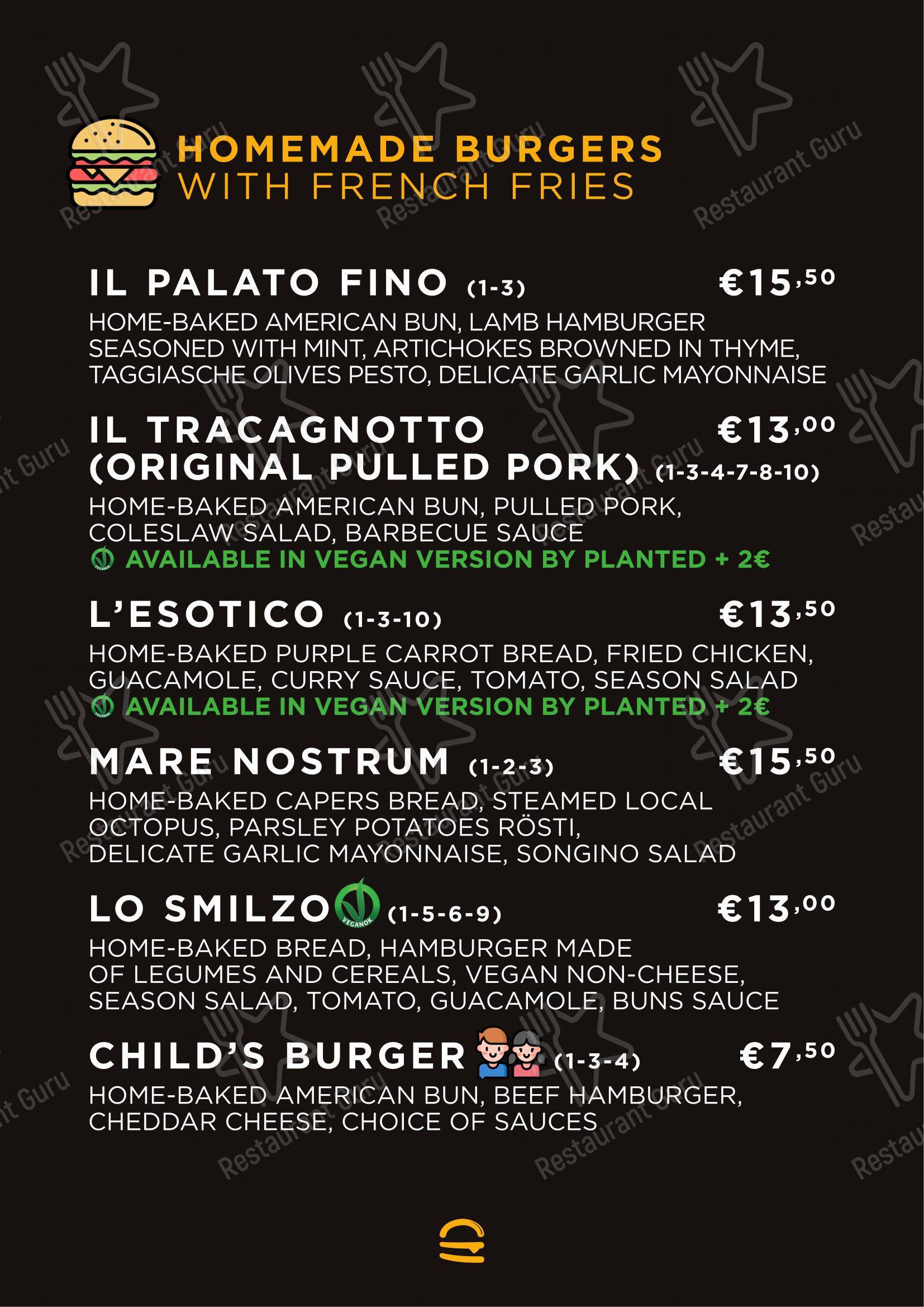 Menu di Buns Homemade Burger - Menu bar