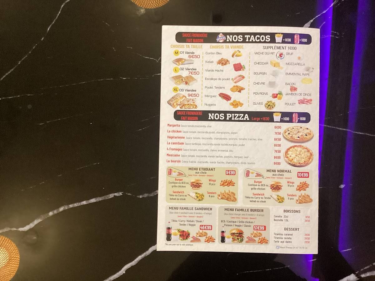 Menu de Burger DPC