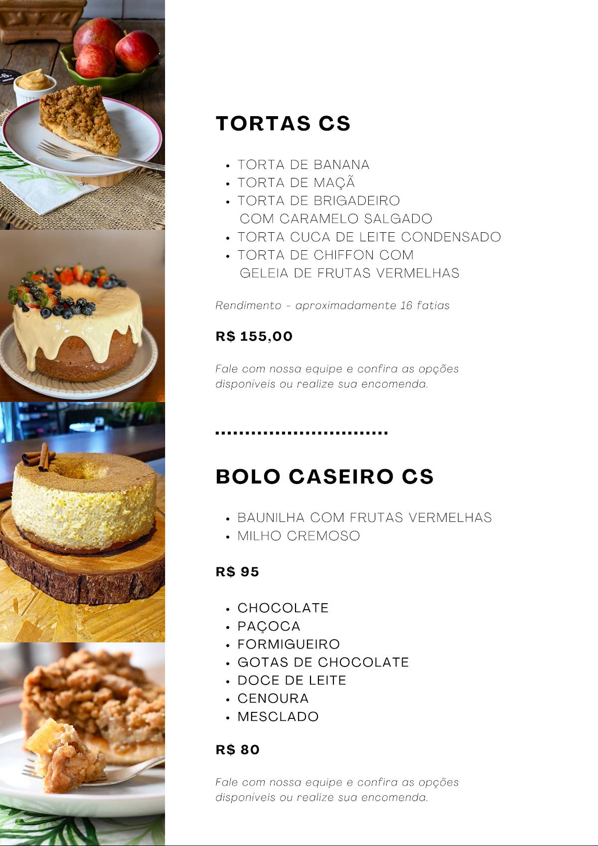 CS Doce e Café cardápio
