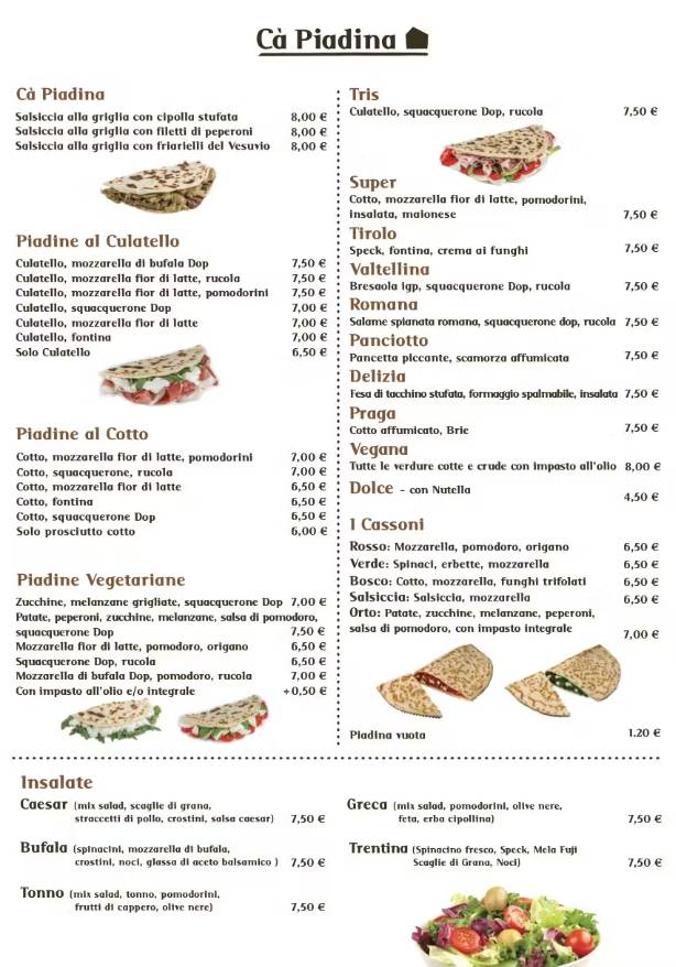 Menu di Ca Piadina 