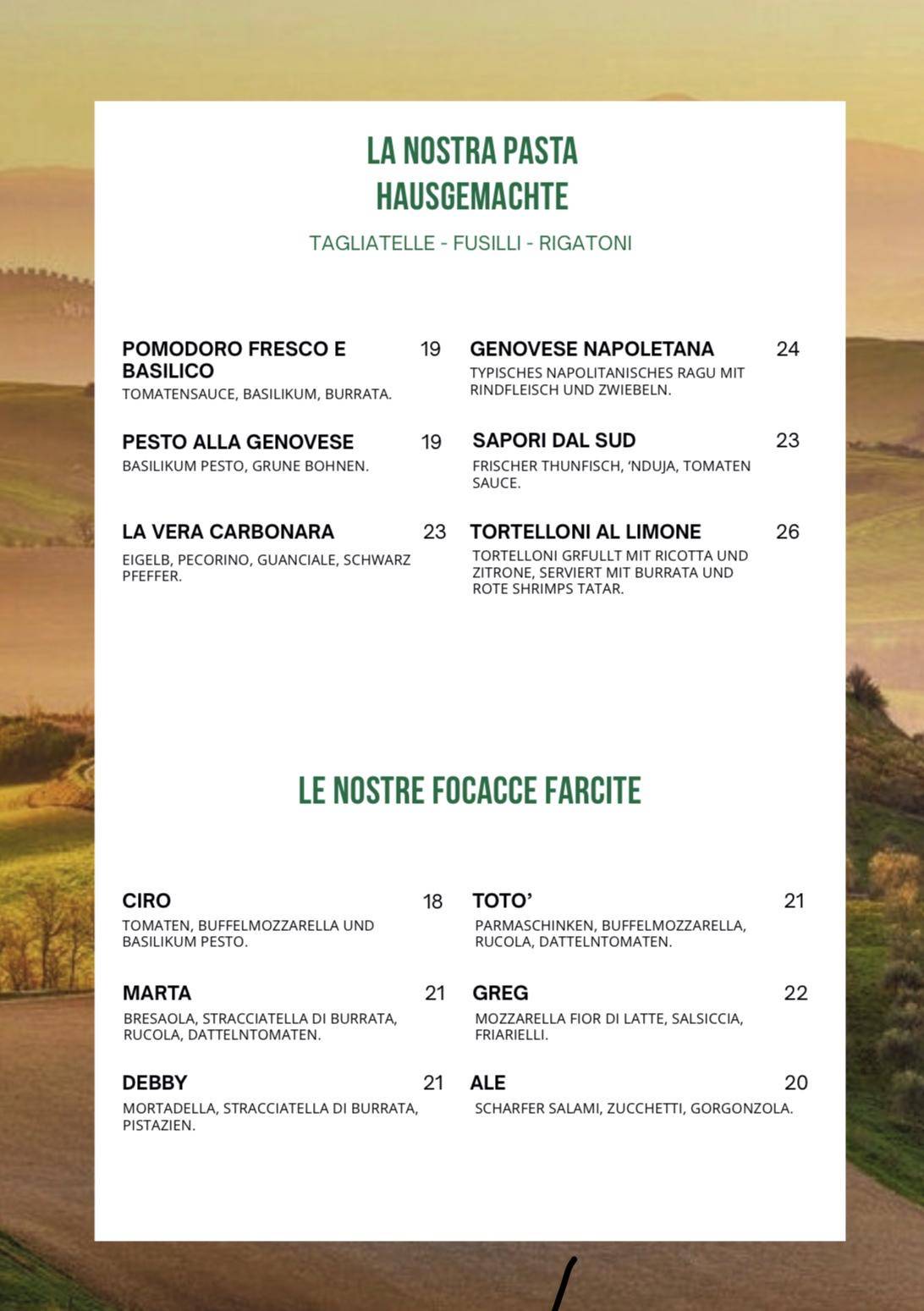 Menu di Ca’Mia 
