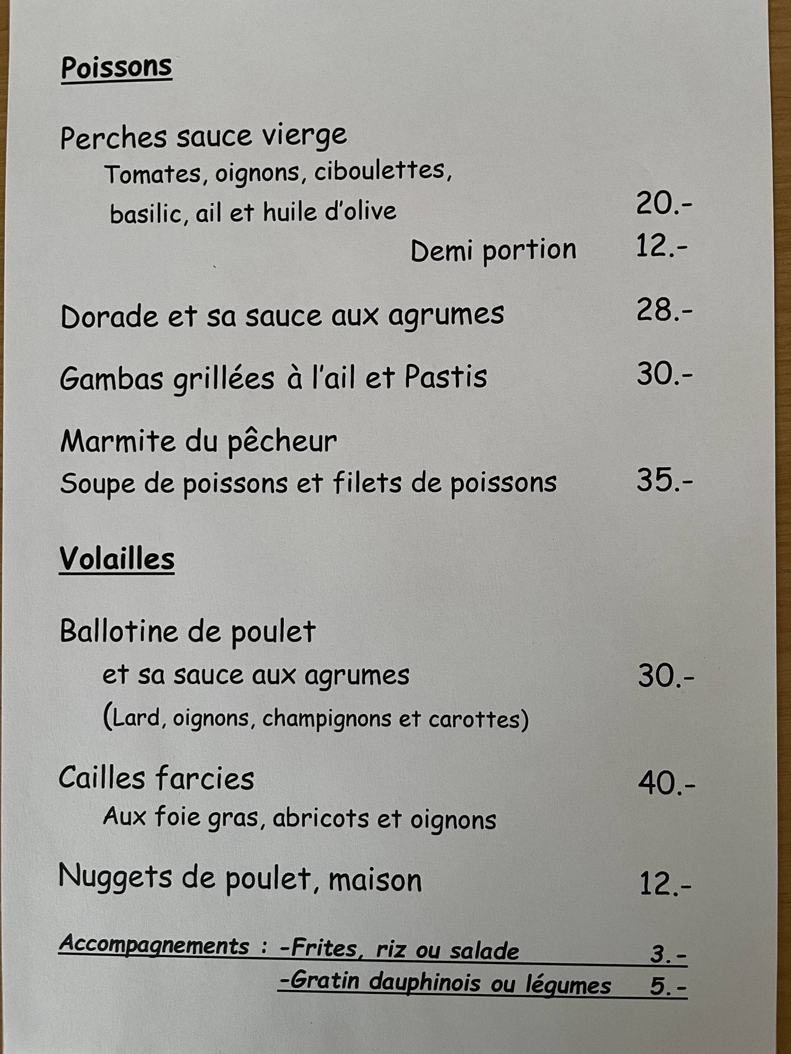 Menu di Café restaurant L'Union à La Joux 