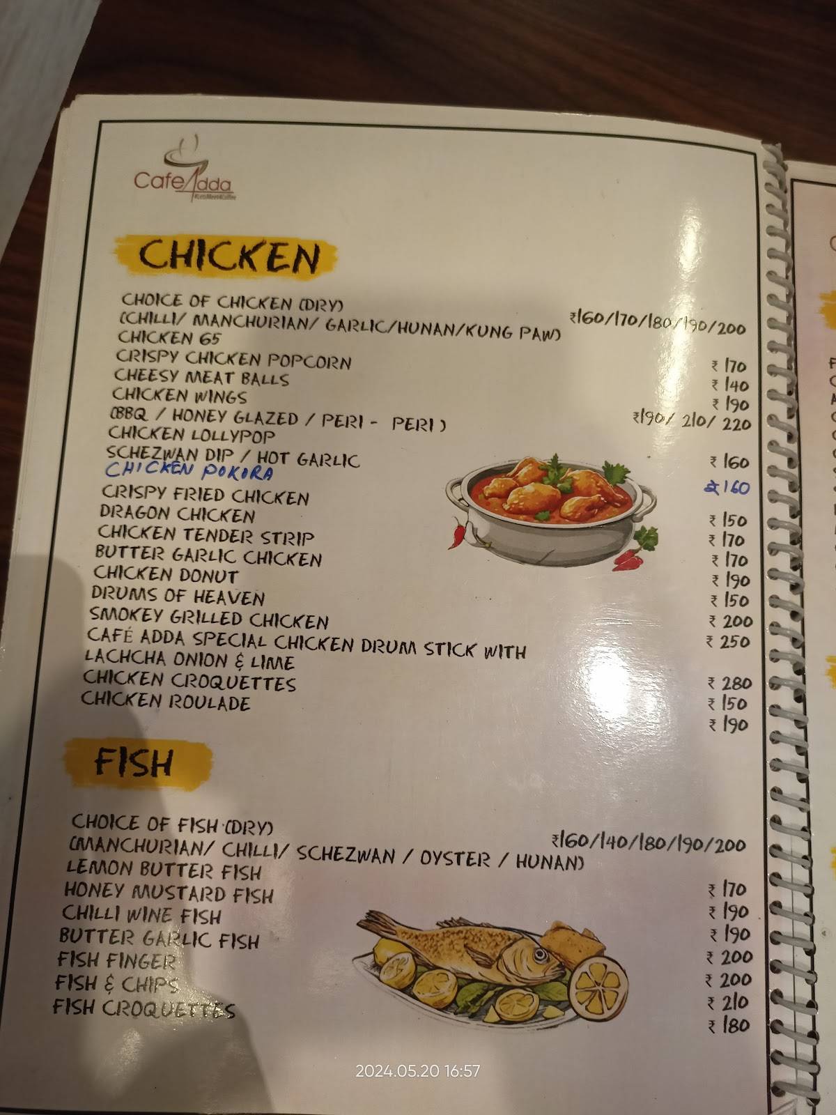Càfè Addà. menu
