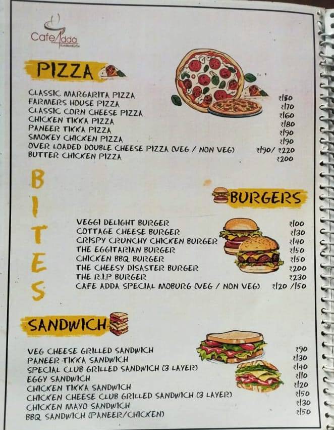 Càfè Addà. menu