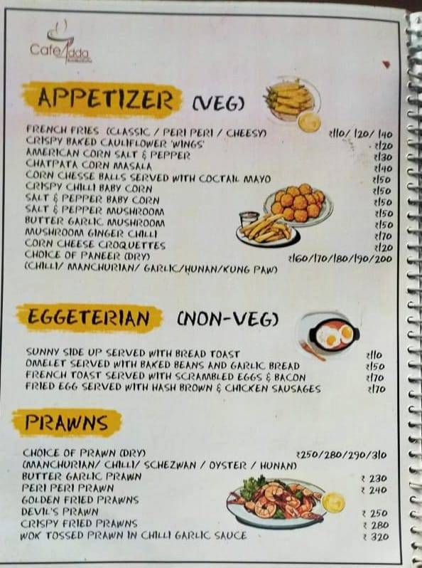 Càfè Addà. menu