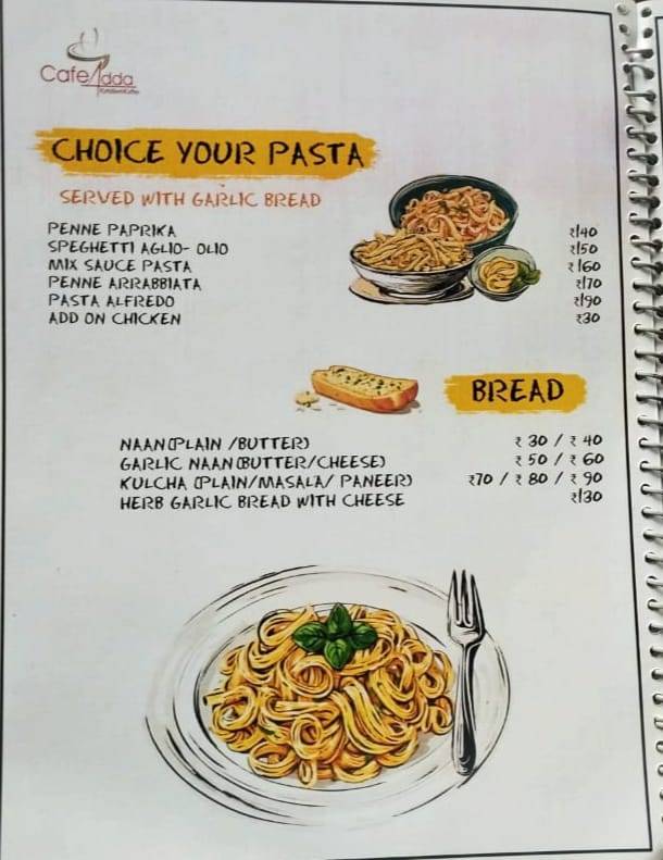 Càfè Addà. menu