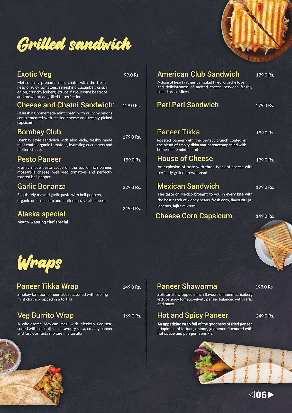 Cafe Alaska menu