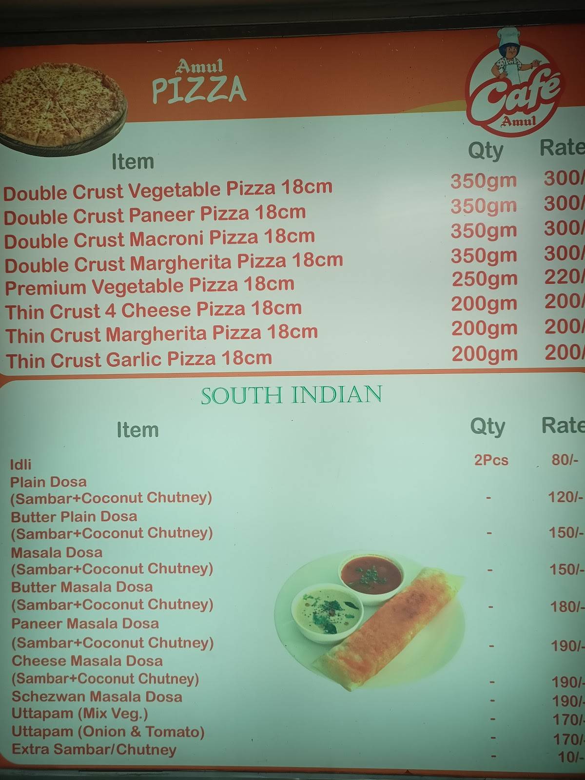 Cafe Amul @ Bhat menu