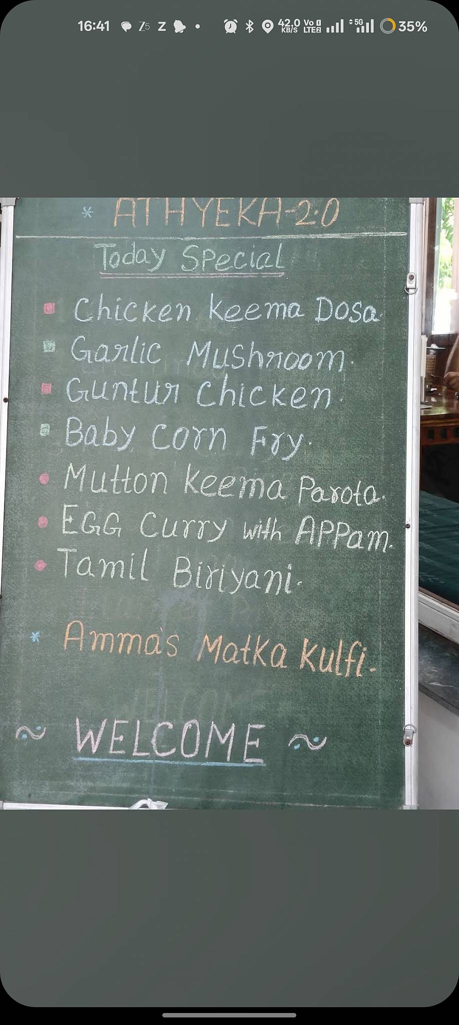 Cafe Athyeka 2.0 menu