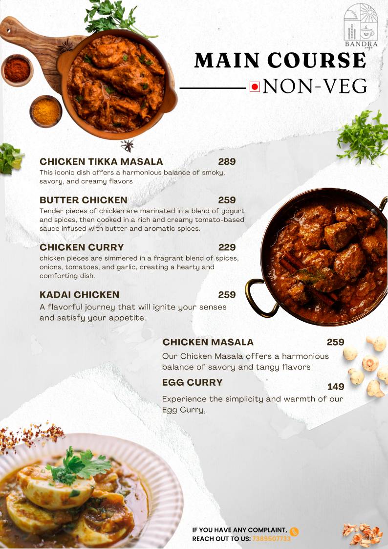 BANDRA CAFE menu